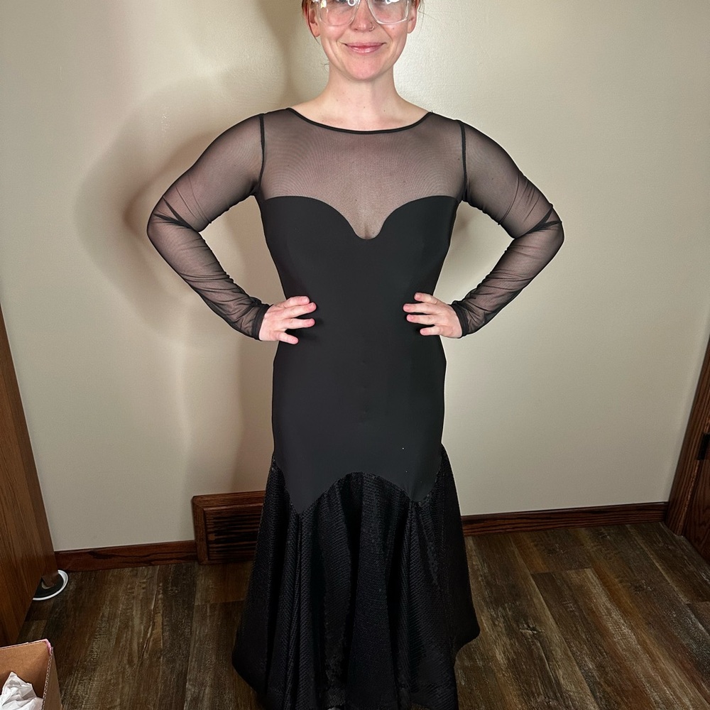 Elegant Black Sheer Smooth Standard Practice Dress